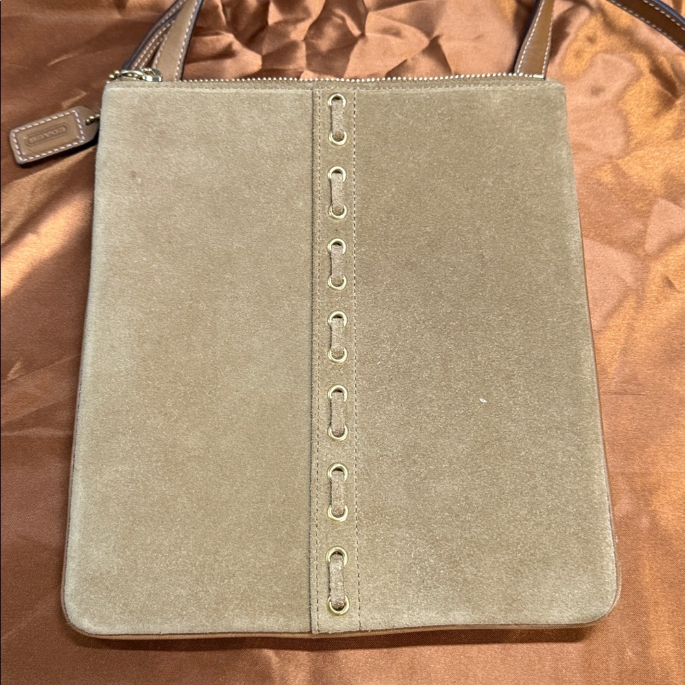 Coach Beige Suede Crossbody Bag NWOT